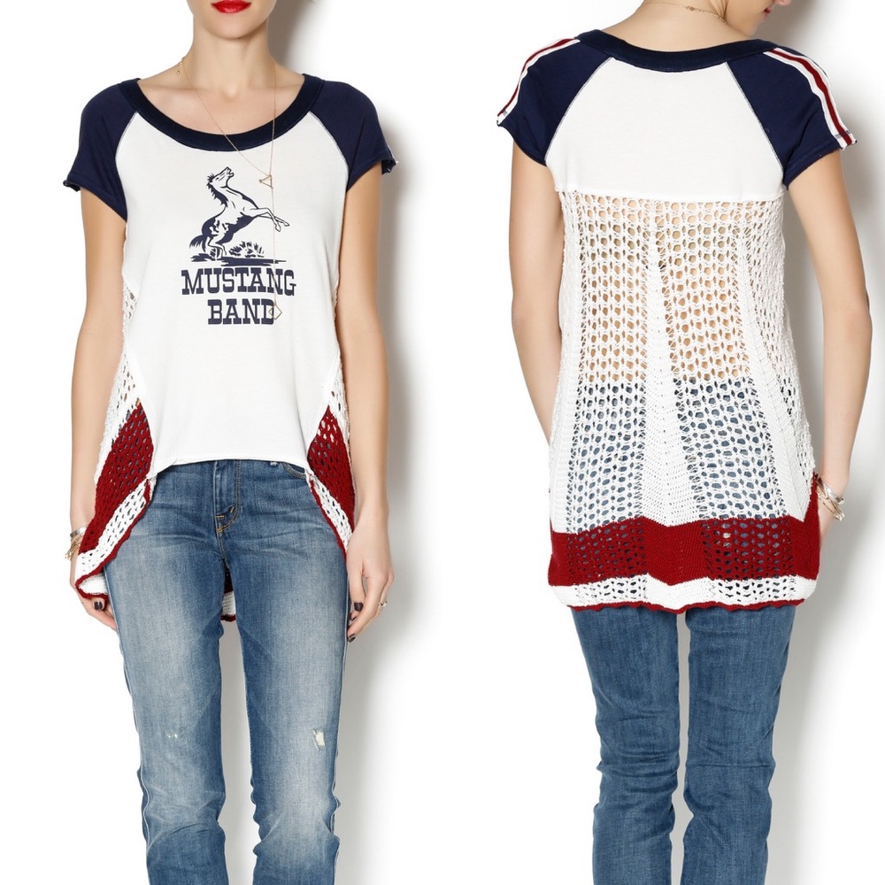 Free People Crocheted Back Shirt